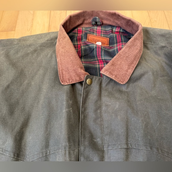 Men's Vintage waxed Australian chore Jacket with Plaid Lining - Picture 4 of 6